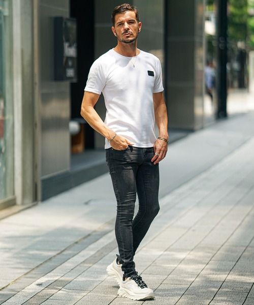 SOMEDIFF(サムディフ)の「【SOMEDIFF】接触冷感極細デニムパンツ メンズ スキニー スリム ストレッチ ジーンズ ジーパン 春服(デニムパンツ・メンズ・スカイブルー/ブラック/ブルー・XL/L/M/S)」の4枚目の写真