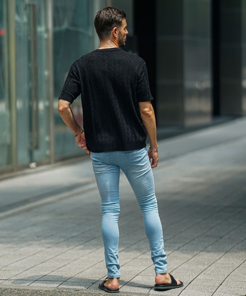 SOMEDIFF(サムディフ)の「【SOMEDIFF】接触冷感極細デニムパンツ メンズ スキニー スリム ストレッチ ジーンズ ジーパン 春服(デニムパンツ・メンズ・スカイブルー/ブラック/ブルー・XL/L/M/S)」の8枚目の写真