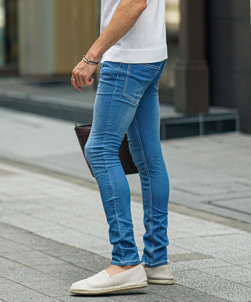 SOMEDIFF(サムディフ)の「【SOMEDIFF】接触冷感極細デニムパンツ メンズ スキニー スリム ストレッチ ジーンズ ジーパン 春服(デニムパンツ・メンズ・スカイブルー/ブラック/ブルー・XL/L/M/S)」の12枚目の写真