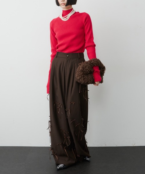 LA BELLE ETUDE（ラベルエチュード）の「many ribbon pants（スラックス・レディース・ブラウン/アイボリー/ブラック・0/1）」の10枚目の写真