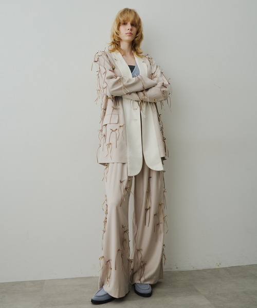 LA BELLE ETUDE（ラベルエチュード）の「many ribbon pants（スラックス・レディース・ブラウン/アイボリー/ブラック・0/1）」の4枚目の写真