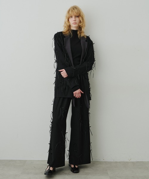 LA BELLE ETUDE（ラベルエチュード）の「many ribbon pants（スラックス・レディース・ブラウン/アイボリー/ブラック・0/1）」の6枚目の写真