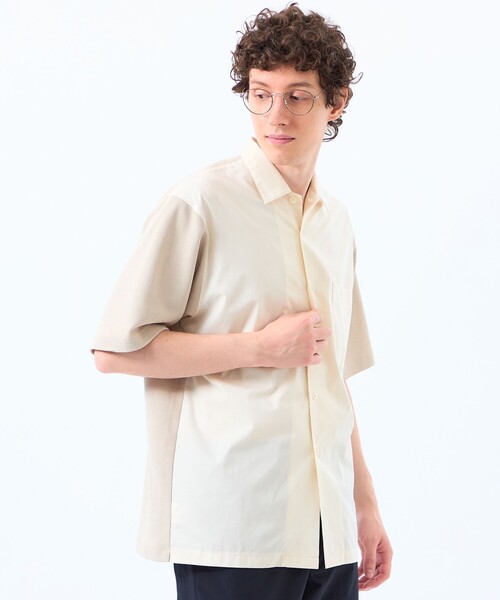 MACKINTOSH PHILOSOPHY(マッキントッシュ フィロソフィー)の「ニットコンビシャツ ケーブルニット×ブロード(シャツ/ブラウス・メンズ・ライトベージュ/ライトグリーン/ダークネイビー/ピンク系その他3・40/38)」の2枚目の写真