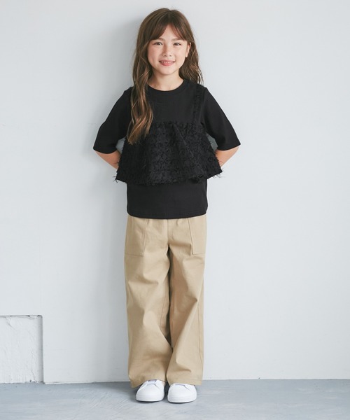 ROPE' PICNIC（ロペピクニック）の「【KIDS/キッズ】ビスチェドッキングカットソー（Tシャツ/カットソー・キッズ・ブラック/キナリ・S/M/L）」の3枚目の写真