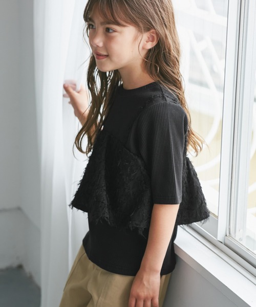 ROPE' PICNIC（ロペピクニック）の「【KIDS/キッズ】ビスチェドッキングカットソー（Tシャツ/カットソー・キッズ・ブラック/キナリ・S/M/L）」の5枚目の写真