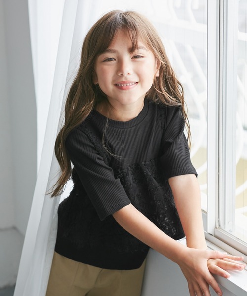 ROPE' PICNIC（ロペピクニック）の「【KIDS/キッズ】ビスチェドッキングカットソー（Tシャツ/カットソー・キッズ・ブラック/キナリ・S/M/L）」の6枚目の写真