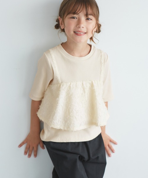 ROPE' PICNIC（ロペピクニック）の「【KIDS/キッズ】ビスチェドッキングカットソー（Tシャツ/カットソー・キッズ・ブラック/キナリ・S/M/L）」の8枚目の写真