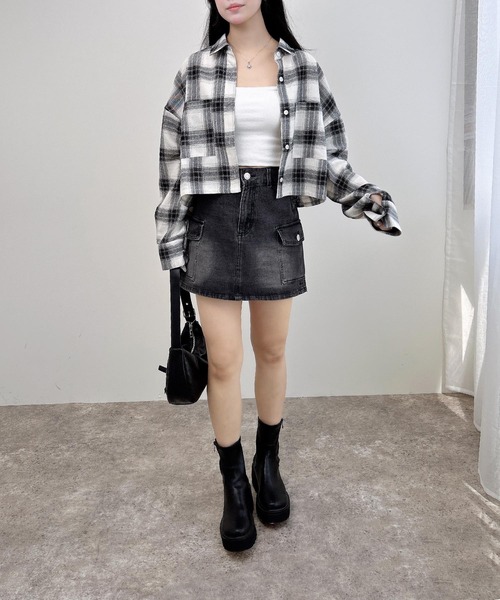 INGNI(イング)の「【WEB限定】チェックショートシャツ(シャツ/ブラウス・レディース・ワイン系8/ブラック系/ホワイト系その他7/ブラウン系その他2・M)」の22枚目の写真