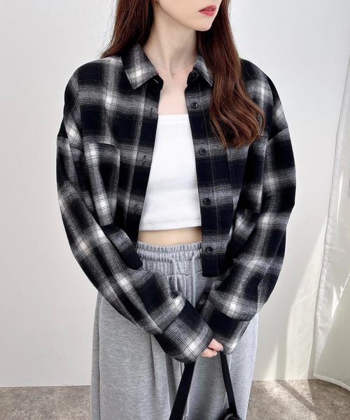 INGNI(イング)の「【WEB限定】チェックショートシャツ(シャツ/ブラウス・レディース・ワイン系8/ブラック系/ホワイト系その他7/ブラウン系その他2・M)」の17枚目の写真