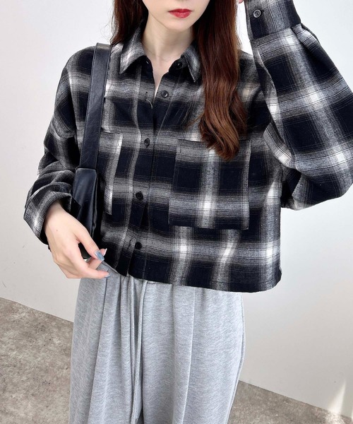 INGNI(イング)の「【WEB限定】チェックショートシャツ(シャツ/ブラウス・レディース・ワイン系8/ブラック系/ホワイト系その他7/ブラウン系その他2・M)」の16枚目の写真