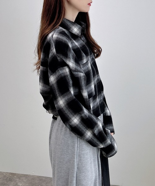 INGNI(イング)の「【WEB限定】チェックショートシャツ(シャツ/ブラウス・レディース・ワイン系8/ブラック系/ホワイト系その他7/ブラウン系その他2・M)」の15枚目の写真