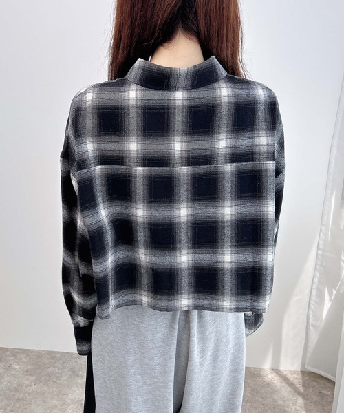 INGNI(イング)の「【WEB限定】チェックショートシャツ(シャツ/ブラウス・レディース・ワイン系8/ブラック系/ホワイト系その他7/ブラウン系その他2・M)」の14枚目の写真