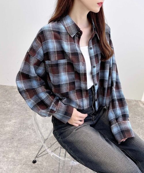 INGNI(イング)の「【WEB限定】チェックショートシャツ(シャツ/ブラウス・レディース・ワイン系8/ブラック系/ホワイト系その他7/ブラウン系その他2・M)」の12枚目の写真