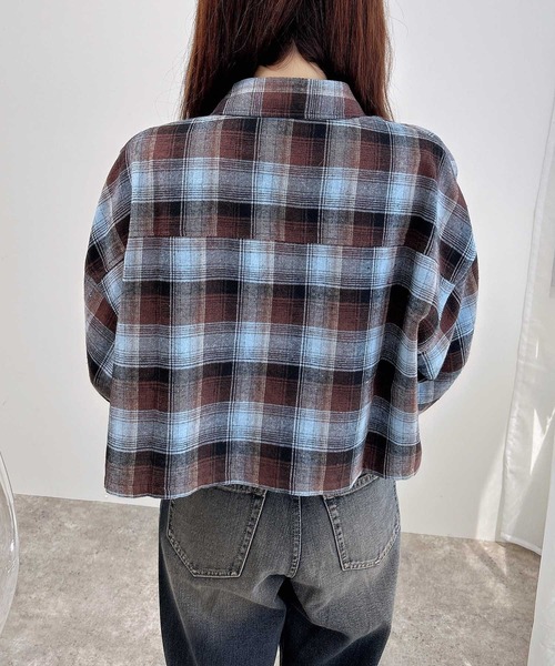 INGNI(イング)の「【WEB限定】チェックショートシャツ(シャツ/ブラウス・レディース・ワイン系8/ブラック系/ホワイト系その他7/ブラウン系その他2・M)」の10枚目の写真