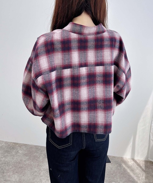 INGNI(イング)の「【WEB限定】チェックショートシャツ(シャツ/ブラウス・レディース・ワイン系8/ブラック系/ホワイト系その他7/ブラウン系その他2・M)」の5枚目の写真