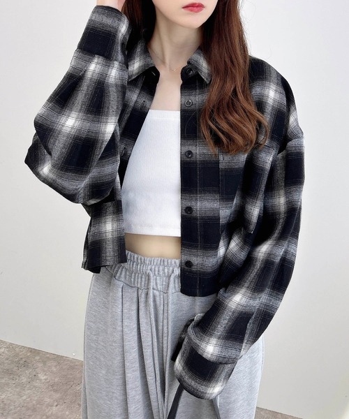 INGNI(イング)の「【WEB限定】チェックショートシャツ(シャツ/ブラウス・レディース・ワイン系8/ブラック系/ホワイト系その他7/ブラウン系その他2・M)」の18枚目の写真