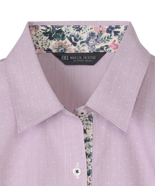 TOKYO SHIRTS（トウキョウシャツ）の「【透け防止】 形態安定ノーアイロン レギュラー 長袖ビジネスワイシャツ（ビジネスシャツ・レディース・パープル・LL/S/M/L/XS/XL）」の3枚目の写真