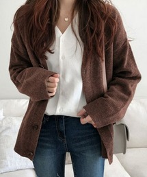 ニットカーディガン オーバーサイズ ゆったり 体型カバー あたっか 韓国ファッション 秋冬 オフィスカジュアル きれいめカジュアル