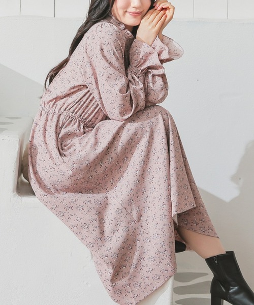 Honeys（ハニーズ）の「フリルネックワンピース（ワンピース・レディース・ブラック/ピンク系その他/ブラウン系その他・S/M/LL/L/3L）」の3枚目の写真