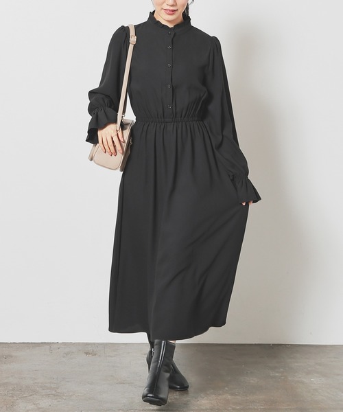 Honeys（ハニーズ）の「フリルネックワンピース（ワンピース・レディース・ブラック/ピンク系その他/ブラウン系その他・S/M/LL/L/3L）」の4枚目の写真