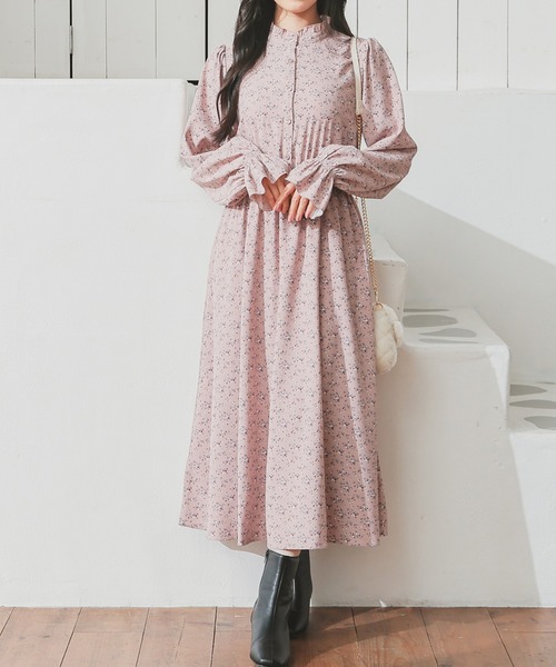 Honeys（ハニーズ）の「フリルネックワンピース（ワンピース・レディース・ブラック/ピンク系その他/ブラウン系その他・S/M/LL/L/3L）」の9枚目の写真