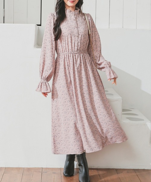 Honeys（ハニーズ）の「フリルネックワンピース（ワンピース・レディース・ブラック/ピンク系その他/ブラウン系その他・S/M/LL/L/3L）」の10枚目の写真