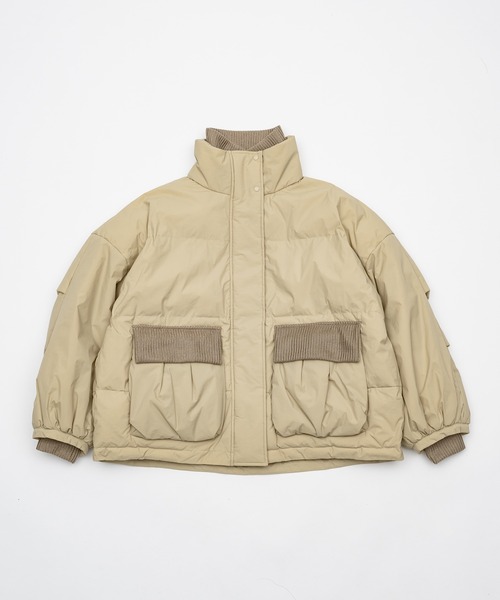 【OLUN】中綿リブブルゾン　ベージュ padding rib blouson/中綿リブブルゾン（ダウンジャケット/コート