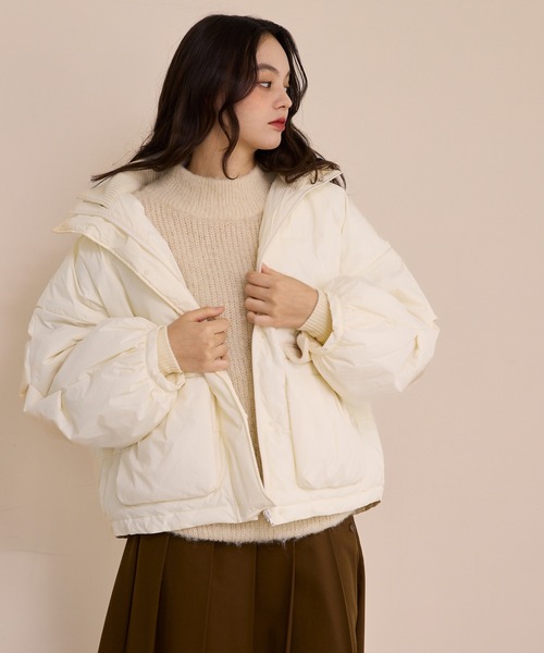 ゆ*こ様 olun 中綿リブブルゾン ダウン アイボリー padding rib blouson/中綿リブブルゾン（ダウンジャケット/コート