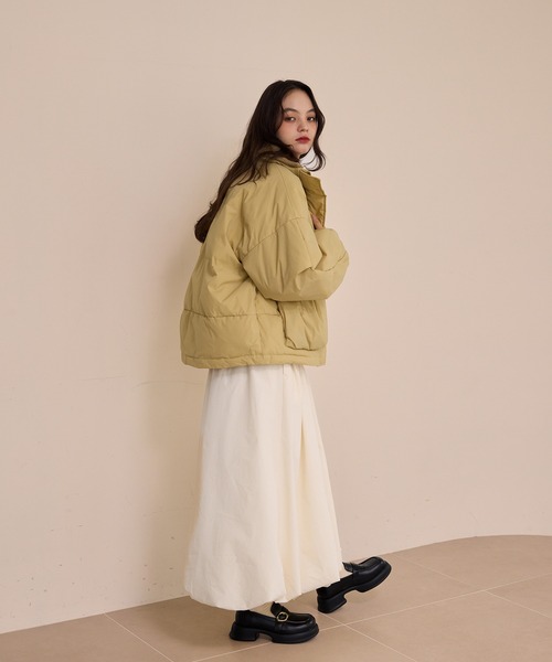 olun 中綿リブブルゾン　ダウン　Mサイズ　アイボリー padding rib blouson/中綿リブブルゾン（ダウンジャケット/コート