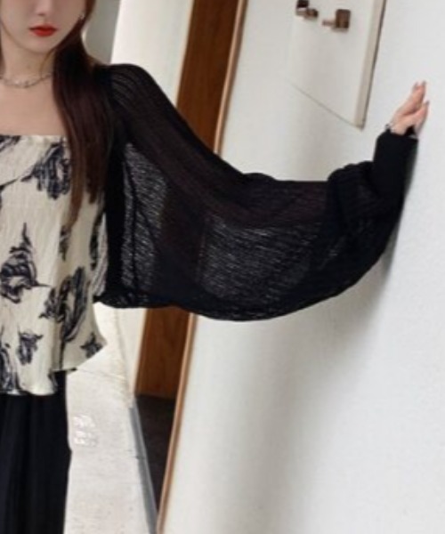 cammie(キャミー)の「レース模様ゆったりボレロ(カーディガン/ボレロ・レディース・ホワイト/ラベンダー/アイボリー/ブラック・FREE)」の10枚目の写真