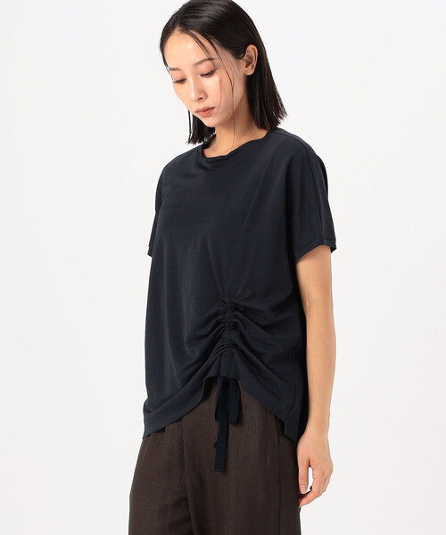 Gabardine K.T(ギャバジンケーティー)の「和紙ジャージー ブラウス仕立てのカットソー(Tシャツ/カットソー・レディース・オフホワイト/ネイビー/グレー・9号/7号)」の3枚目の写真