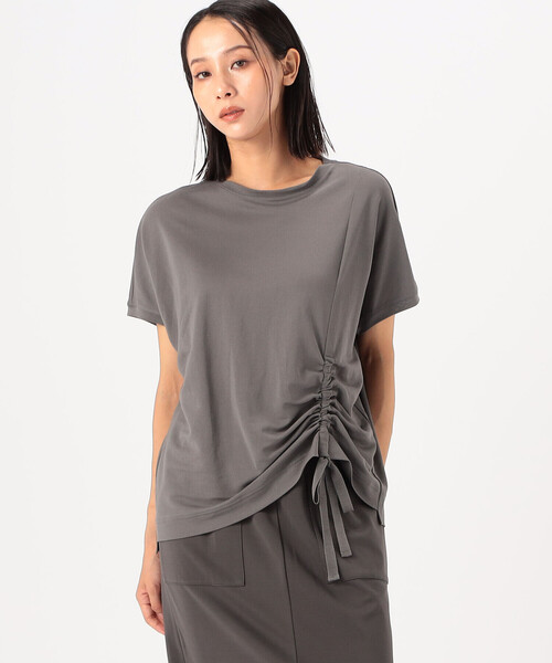 Gabardine K.T(ギャバジンケーティー)の「和紙ジャージー ブラウス仕立てのカットソー(Tシャツ/カットソー・レディース・オフホワイト/ネイビー/グレー・9号/7号)」の2枚目の写真
