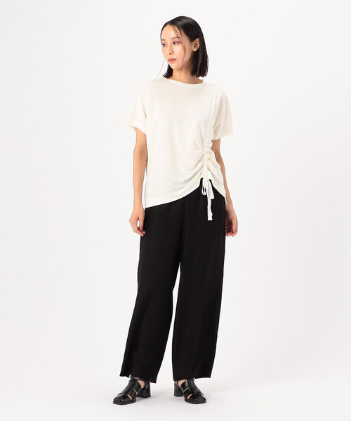 Gabardine K.T(ギャバジンケーティー)の「和紙ジャージー ブラウス仕立てのカットソー(Tシャツ/カットソー・レディース・オフホワイト/ネイビー/グレー・9号/7号)」の4枚目の写真