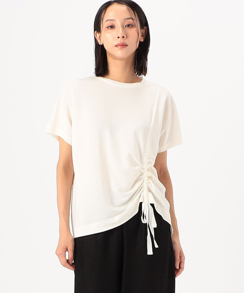 Gabardine K.T(ギャバジンケーティー)の「和紙ジャージー ブラウス仕立てのカットソー(Tシャツ/カットソー・レディース・オフホワイト/ネイビー/グレー・9号/7号)」の5枚目の写真