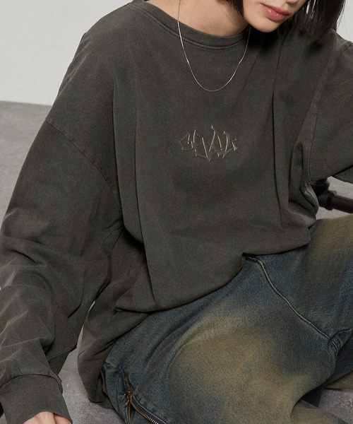 Alfred Alex（アルフレッドアレックス）の「【Alfred Alex】ヴィンテージ加工ピグメントメタルシリコンプリントオーバーサイズロンＴ（Tシャツ/カットソー・メンズ・グレイッシュブルー/ブラック/ワイン/ブラウン・M/L）」の13枚目の写真