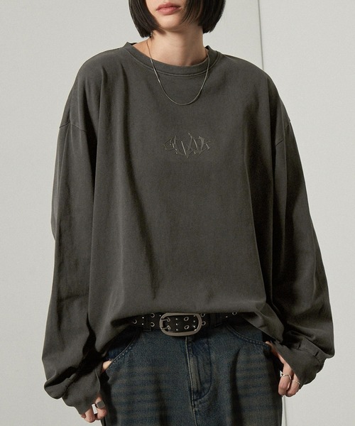 Alfred Alex（アルフレッドアレックス）の「【Alfred Alex】ヴィンテージ加工ピグメントメタルシリコンプリントオーバーサイズロンＴ（Tシャツ/カットソー・メンズ・グレイッシュブルー/ブラック/ワイン/ブラウン・M/L）」の14枚目の写真