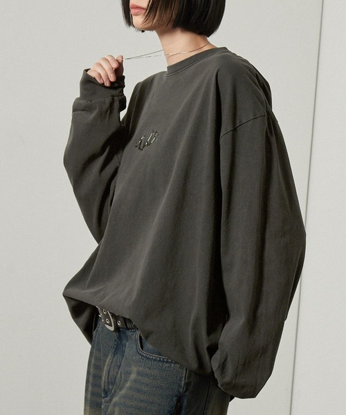 Alfred Alex（アルフレッドアレックス）の「【Alfred Alex】ヴィンテージ加工ピグメントメタルシリコンプリントオーバーサイズロンＴ（Tシャツ/カットソー・メンズ・グレイッシュブルー/ブラック/ワイン/ブラウン・M/L）」の17枚目の写真