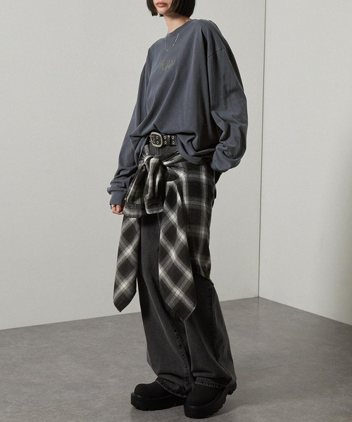 Alfred Alex（アルフレッドアレックス）の「【Alfred Alex】ヴィンテージ加工ピグメントメタルシリコンプリントオーバーサイズロンＴ（Tシャツ/カットソー・メンズ・グレイッシュブルー/ブラック/ワイン/ブラウン・M/L）」の20枚目の写真