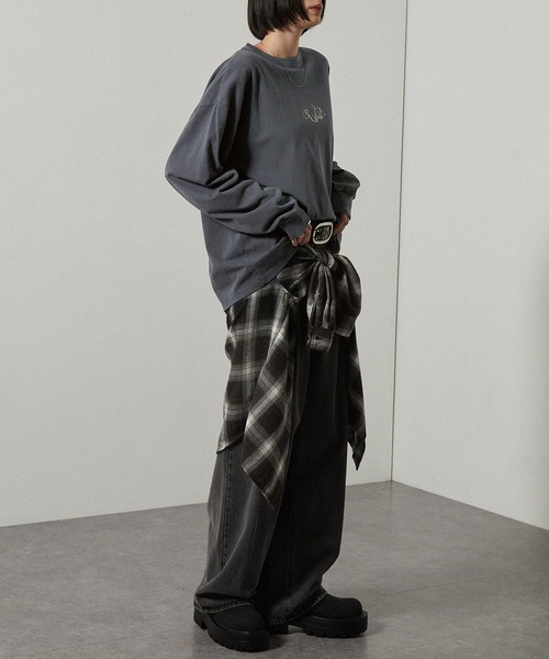 Alfred Alex（アルフレッドアレックス）の「【Alfred Alex】ヴィンテージ加工ピグメントメタルシリコンプリントオーバーサイズロンＴ（Tシャツ/カットソー・メンズ・グレイッシュブルー/ブラック/ワイン/ブラウン・M/L）」の21枚目の写真