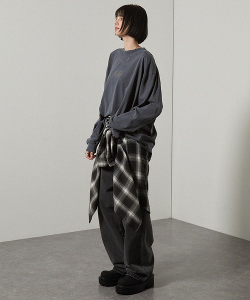 Alfred Alex（アルフレッドアレックス）の「【Alfred Alex】ヴィンテージ加工ピグメントメタルシリコンプリントオーバーサイズロンＴ（Tシャツ/カットソー・メンズ・グレイッシュブルー/ブラック/ワイン/ブラウン・M/L）」の22枚目の写真