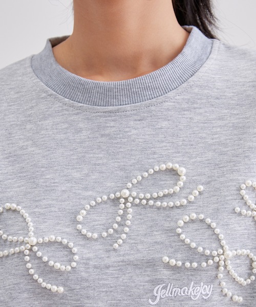 Lace Ladies（レースレディース）の「パール リボン 長袖 刺繍 プルオーバー（スウェット・レディース・グレー/ライトグレー・XL/M）」の8枚目の写真