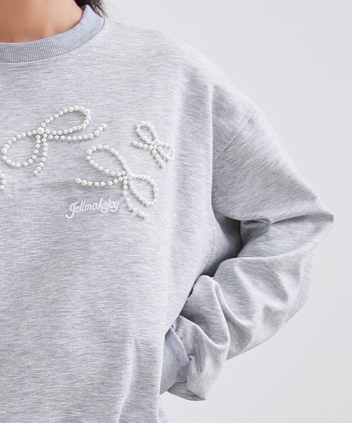 Lace Ladies（レースレディース）の「パール リボン 長袖 刺繍 プルオーバー（スウェット・レディース・グレー/ライトグレー・XL/M）」の9枚目の写真