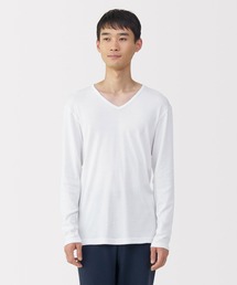 無印良品(ムジルシリョウヒン)の紳士 あったか綿 Vネック長袖Tシャツ(インナーウェア/肌着)