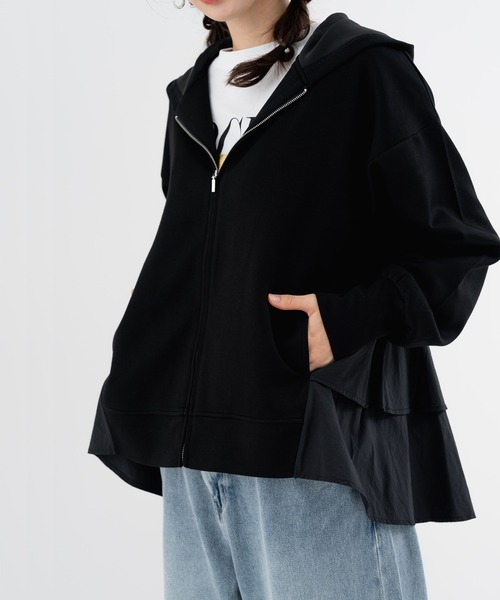 ANNA LUNA(アンナルナ)の「【ANNA LUNA】 異素材切替 フリル パーカー(パーカー・レディース・グレー/ブラック/ネイビー・MEDIUM)」の13枚目の写真