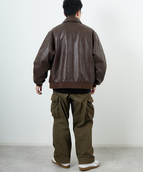 MI.CUSTOMです ARMY TWILL/アーミーツイル] 別注 ヴィーガンレザー A-2フライト