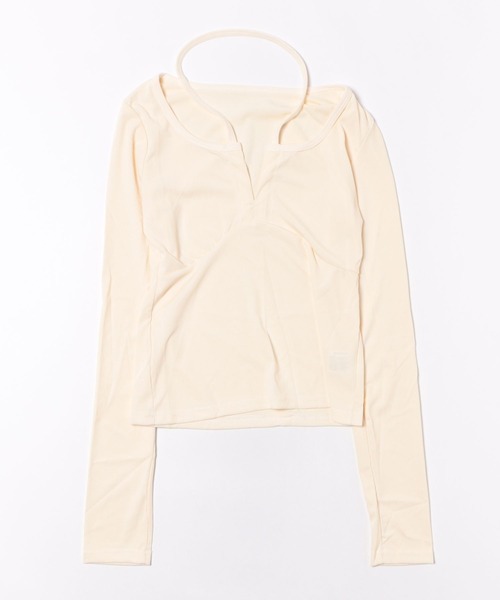 WESTSEA（ウエストシー）の「紐アレンジ 長袖カットソー オフショルダー風（Tシャツ/カットソー・レディース・ブラック/ホワイト・M/L）」の13枚目の写真