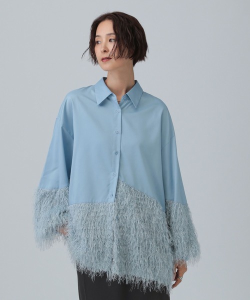 LEPSIM(レプシィム)の「フリンジドッキングシャツチュニック 595310(シャツ/ブラウス・レディース・ブラック/アイボリー/ブルー・FREE)」の18枚目の写真