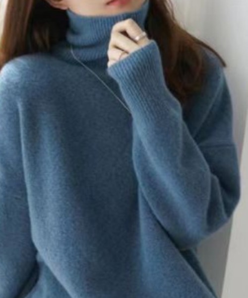 cammie(キャミー)の「ハイネックルーズニット(ニット/セーター・レディース・ベージュ/ネイビー/グレー/オフホワイト/ブラック・F)」の22枚目の写真