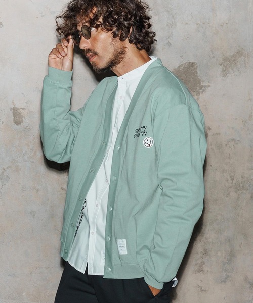 seventy seven(セブンティセブン)の「mcg3718-middle onz jersey cardigan(77flower logo) カーディガン(7725W220)(カーディガン/ボレロ・メンズ・ネイビー/ブラック/グリーン系その他・XL/L/M)」の2枚目の写真