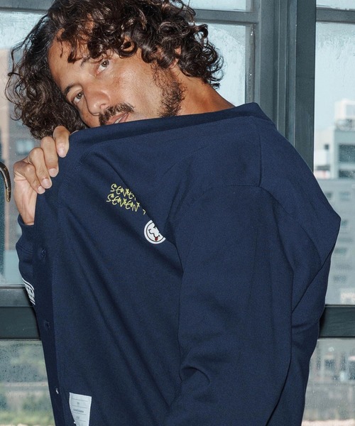 seventy seven(セブンティセブン)の「mcg3718-middle onz jersey cardigan(77flower logo) カーディガン(7725W220)(カーディガン/ボレロ・メンズ・ネイビー/ブラック/グリーン系その他・XL/L/M)」の3枚目の写真